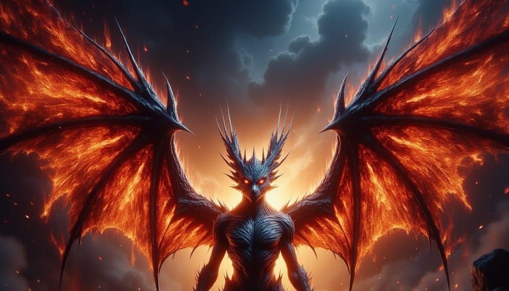 Majestic Fire-Breathing Dragon with Outstretched Wings