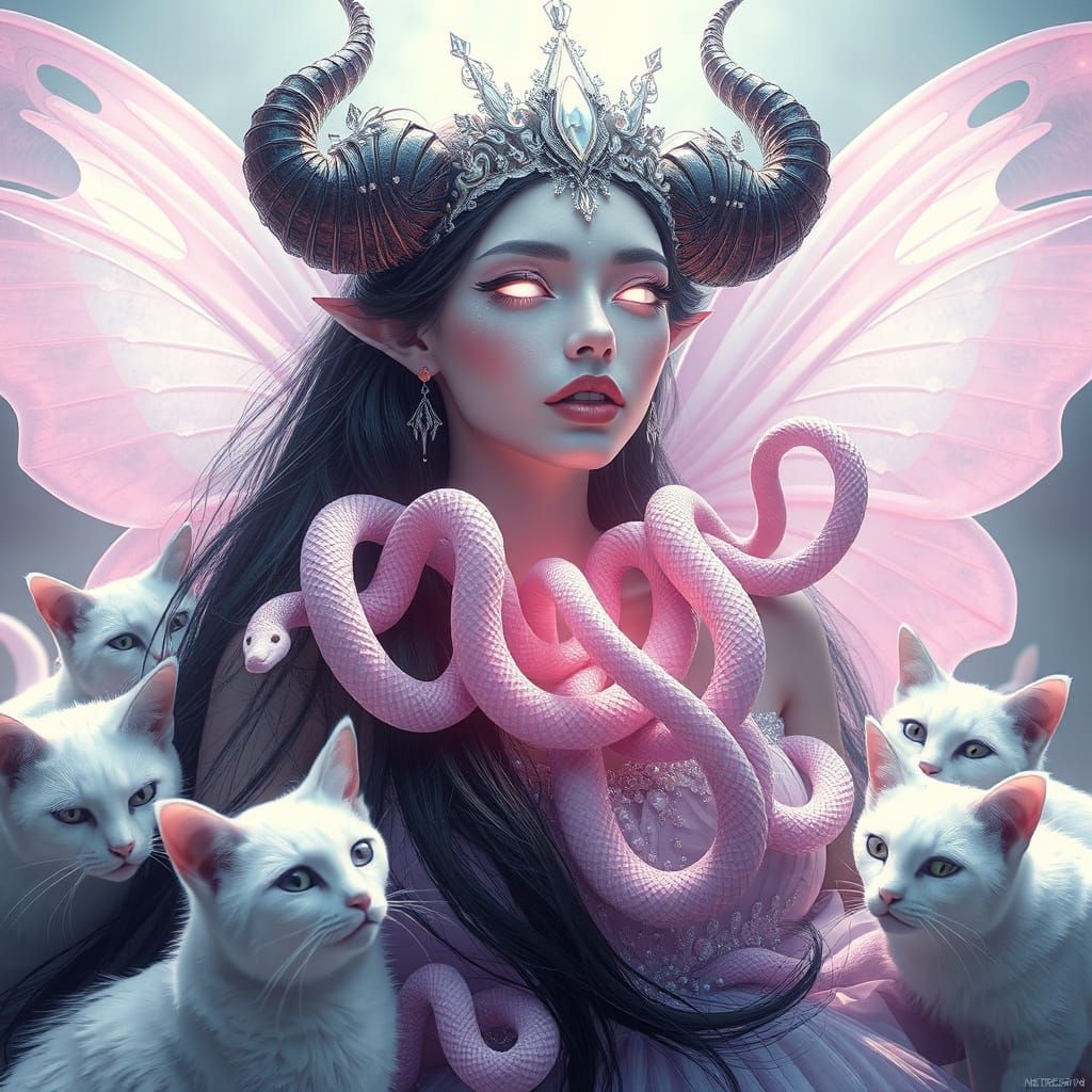 Fantasy Woman with Butterfly Wings in Matte Painting Style