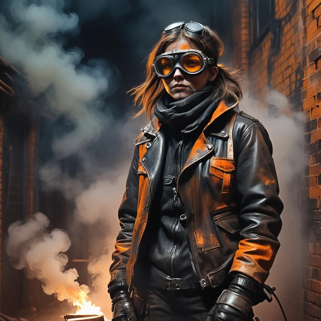 Dystopian Chimneysweep in Fauvist Dark Surrealism