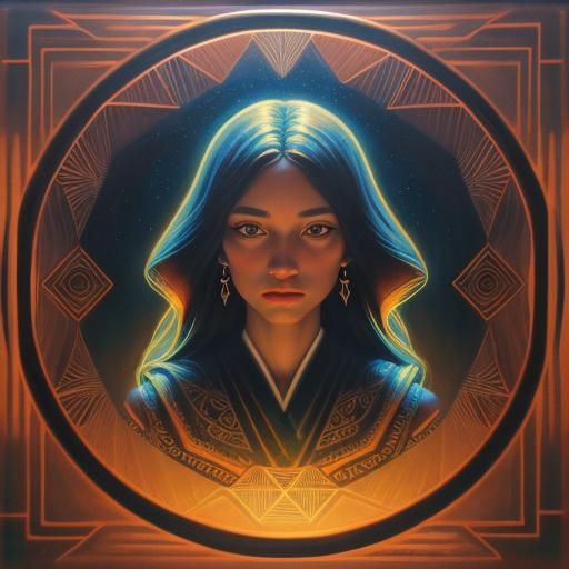 Intriguing Face with Honey Eyes in Freestyle Geometry