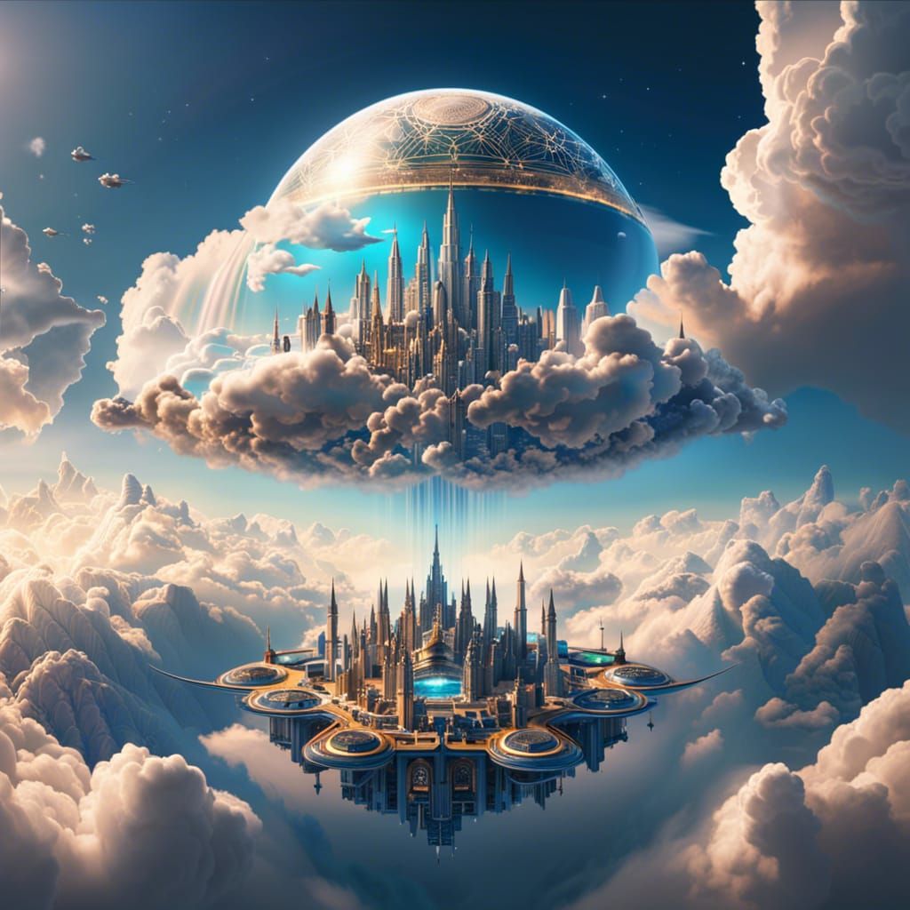 Majestic Flying City in the Clouds: Fantasy Masterpiece
