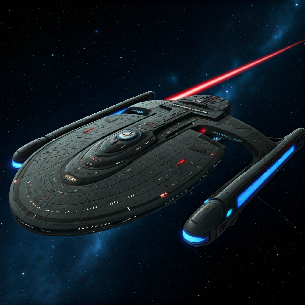 Advanced Starship Design with Red and Blue Engines