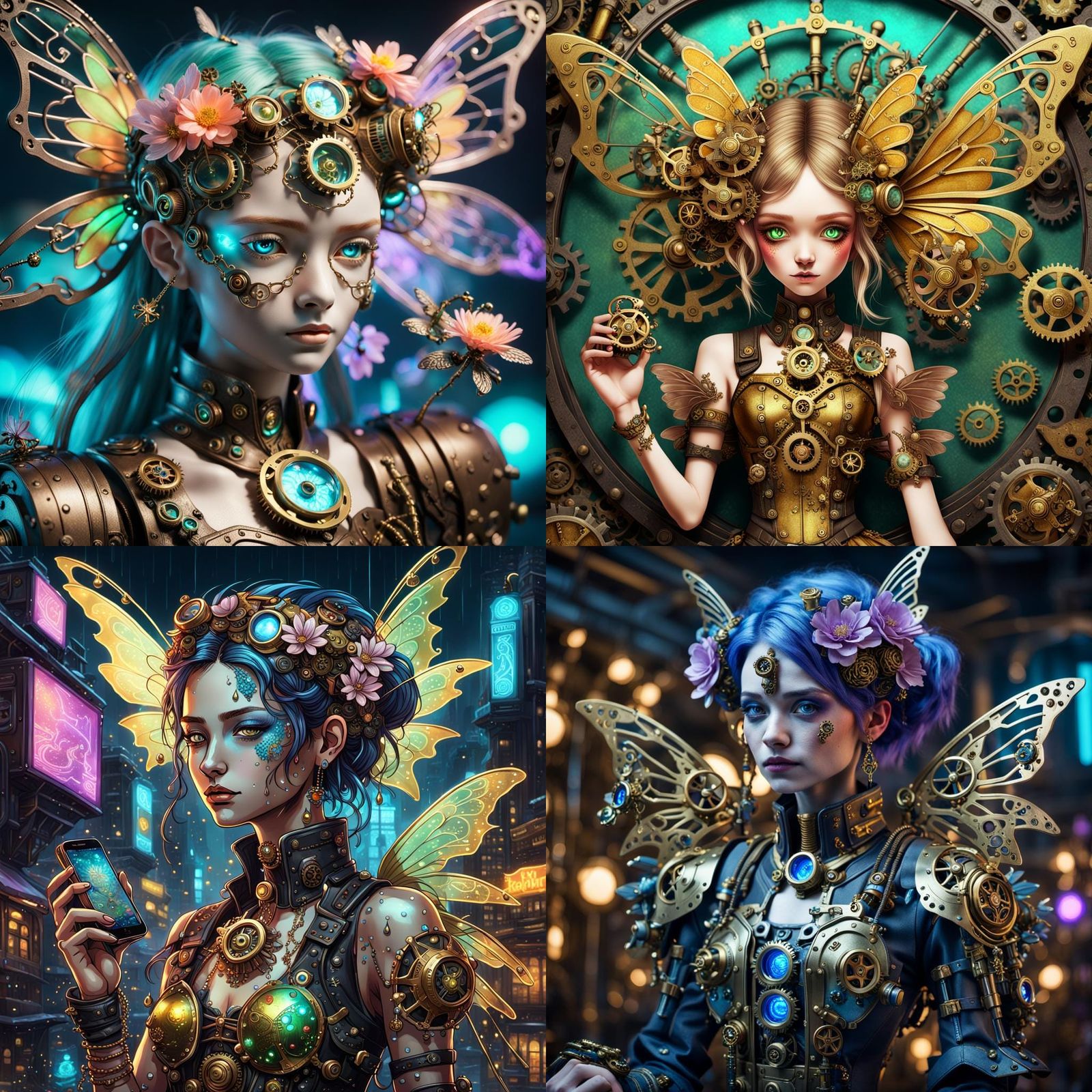 Steampunk Fairy with Brass and Floral Accessories