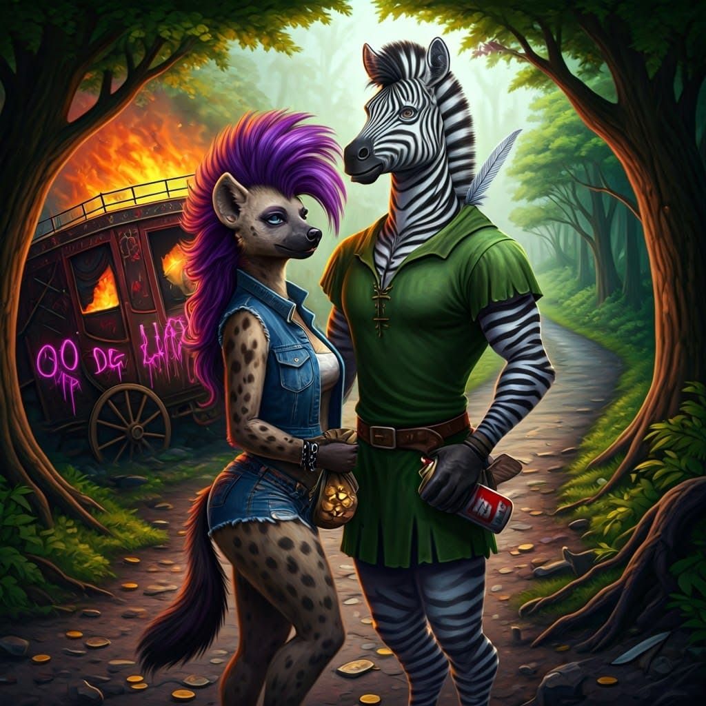 Medieval Punk Revolt: She-Hyena and Zebra Stand Together