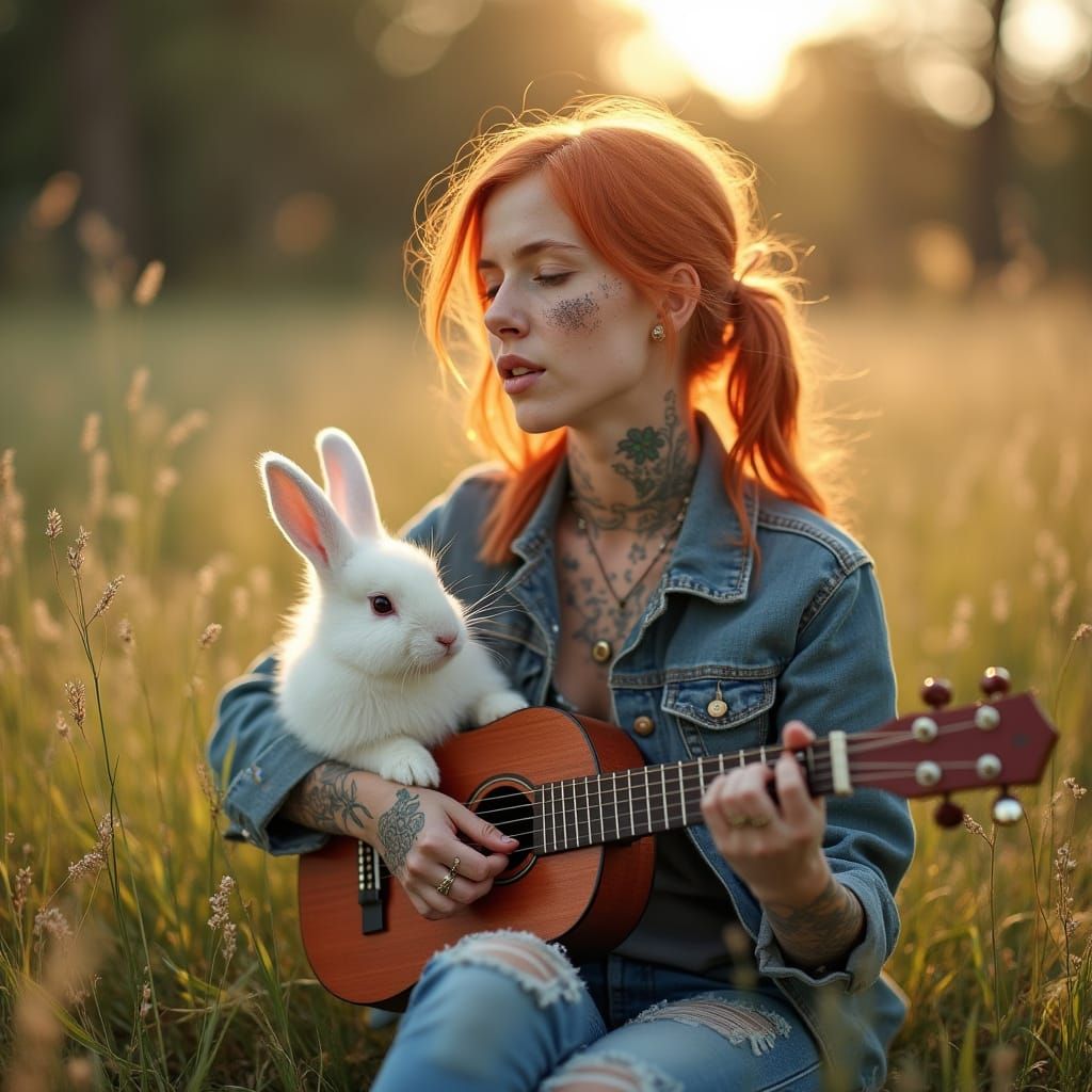 Redhead Serenades Bunny in Dreamy, Ethereal Style