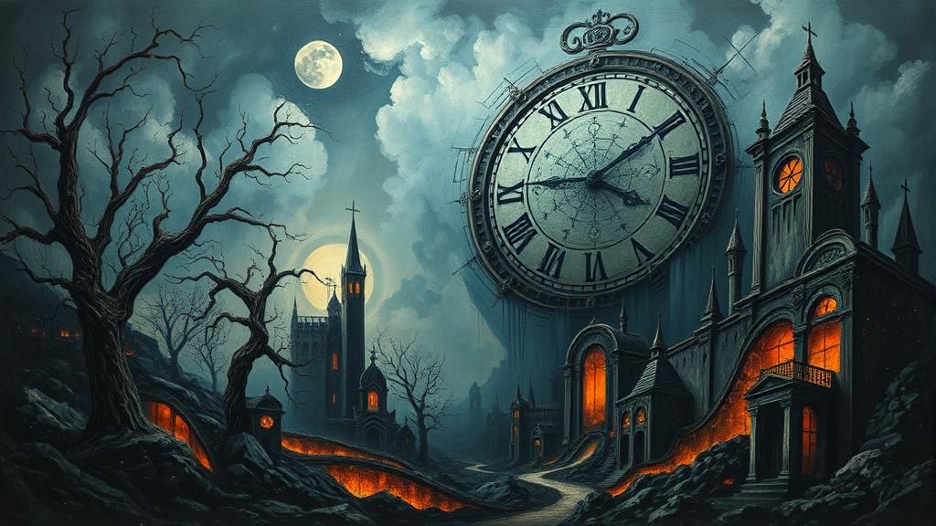 Eerie Surrealist Landscape with Molten Architecture