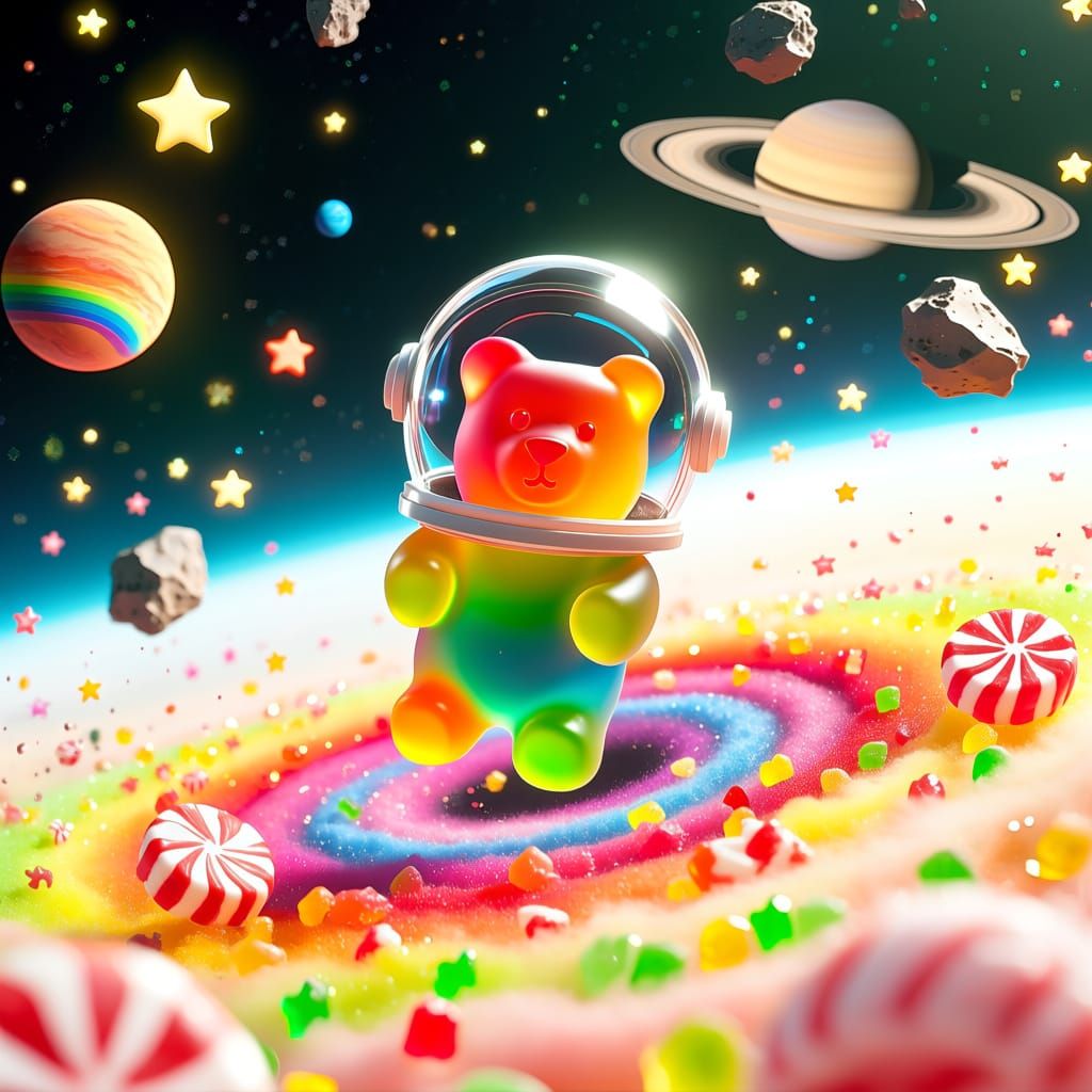 Rainbow Gummy Bear in Cotton Candy Galaxy