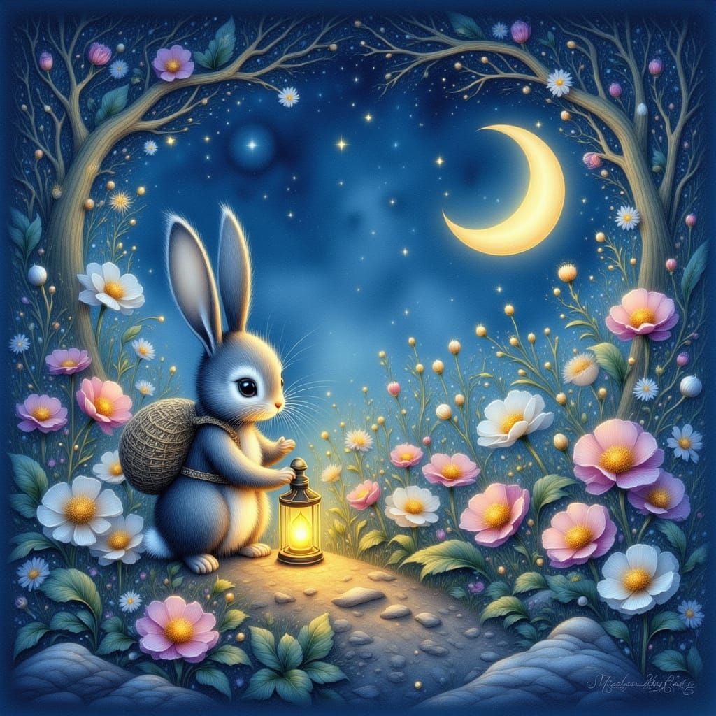 Little Explorer Under Moonlight