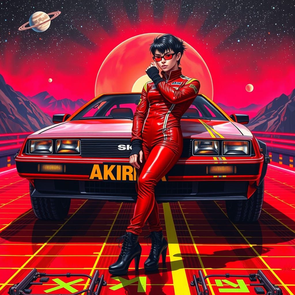 Retro Sci-Fi Futurism in Neon Glory with KANEDA's DeLorean