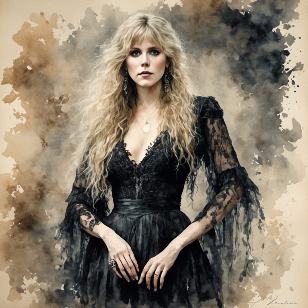 Stevie Nicks in Antique Watercolor Style