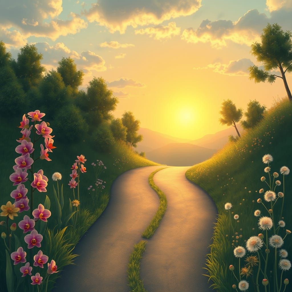 Sunrise Paths: Orchids, Dandelions and Growth
