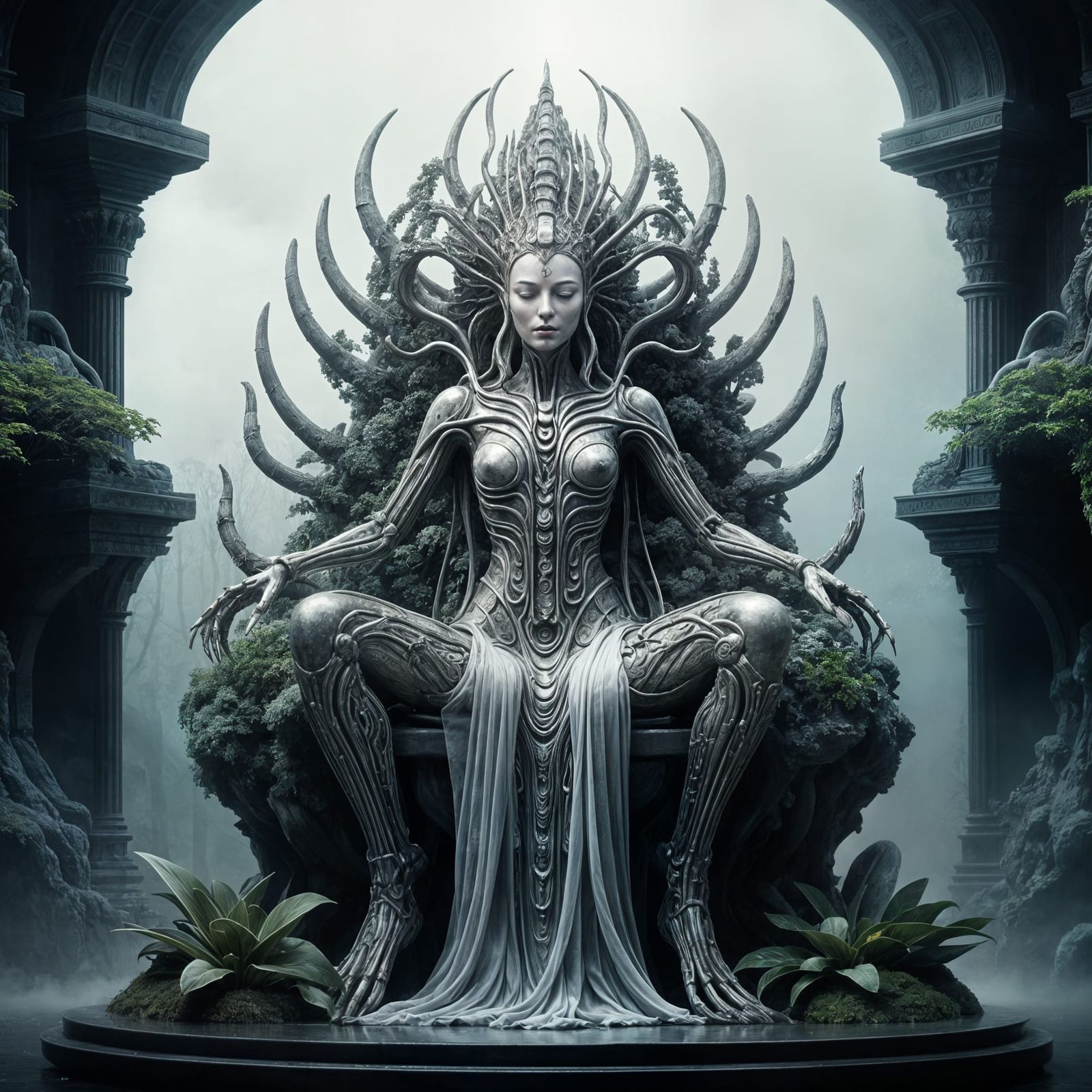 Ethereal Plant Creature on Pyrite Throne