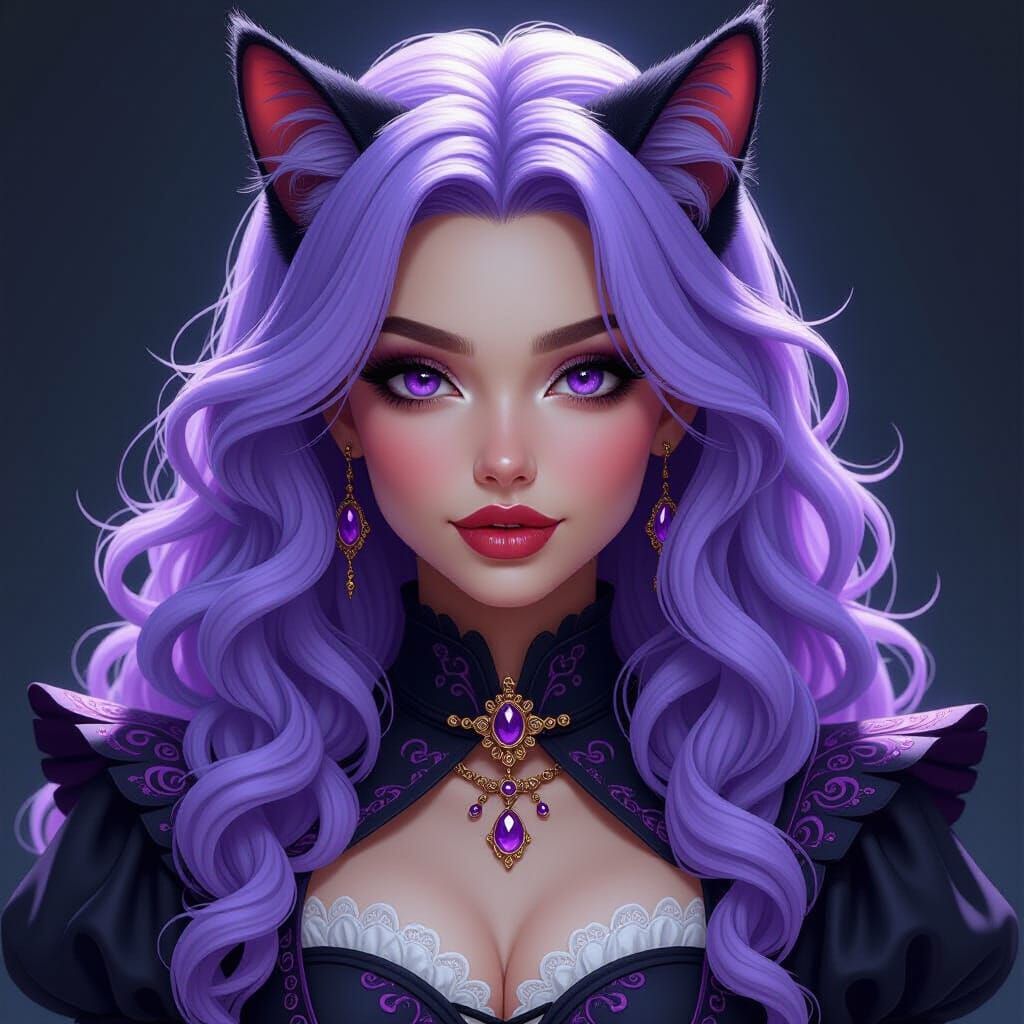 Woman Transformed into Catwoman in Medieval Style