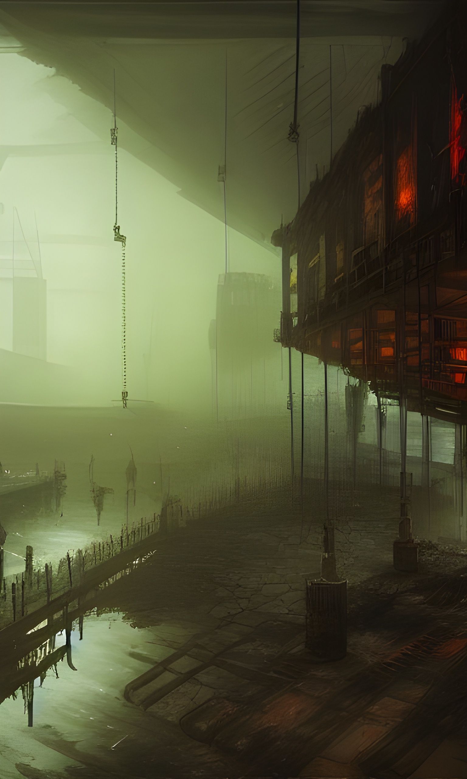 Cawdor Underhive Sump Harbor: Dieselpunk Concept Art