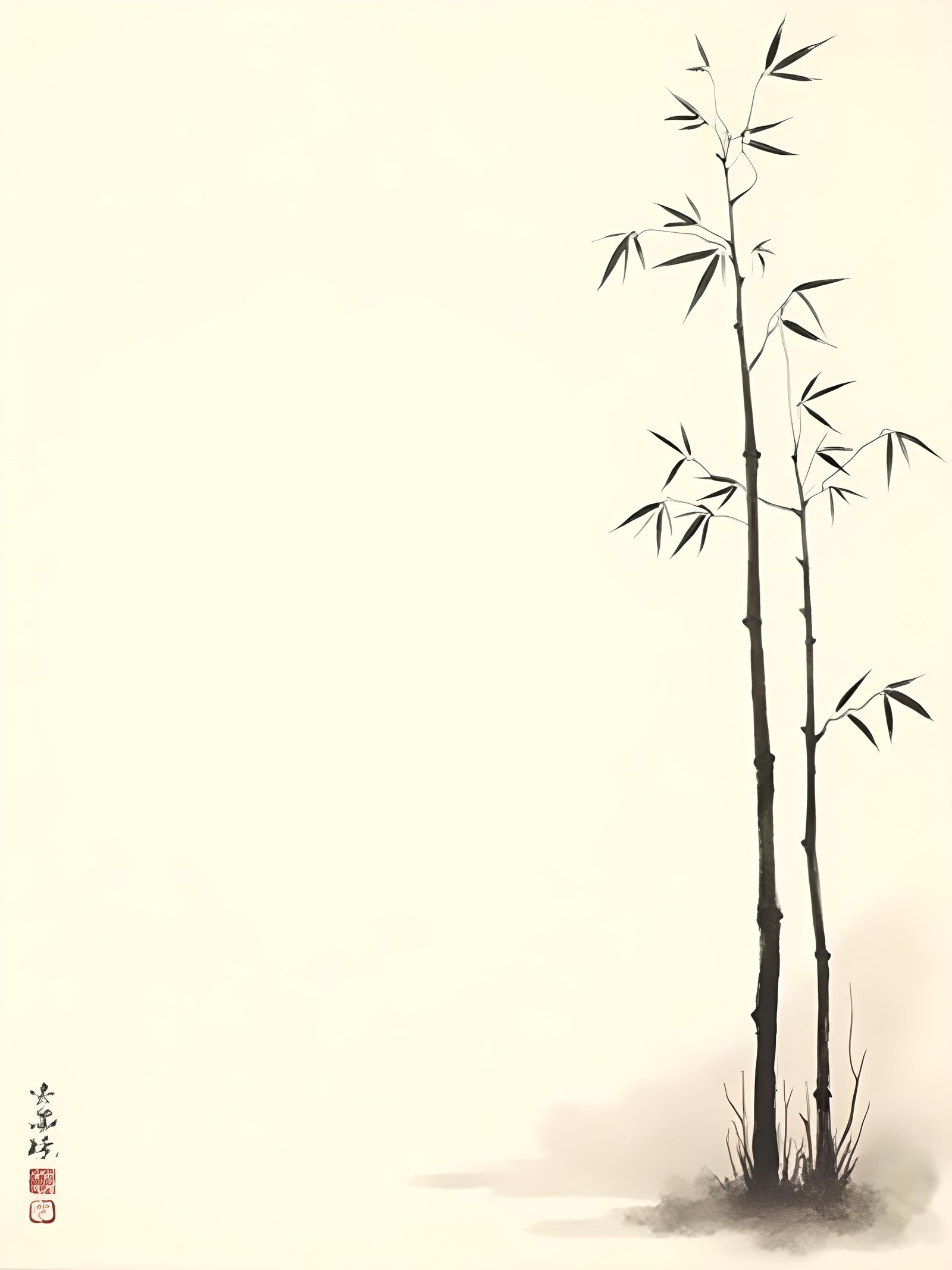 Elegant Bamboo in Chinese Ink Painting