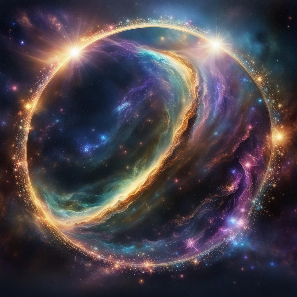 Jeweled Being Runs Through Galaxy: Matte Painting