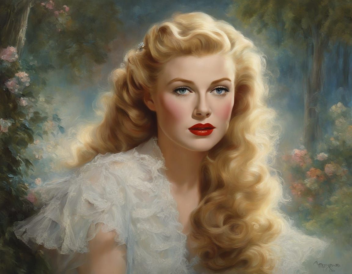 Ginger Rogers Portrait in Dreamy Hyperrealist Style