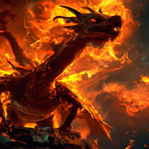 Fiery Dragon Fantasy Art in Purple and Yellow