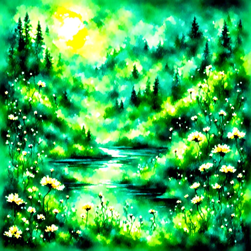 Abstract Ocean Sunrise with Vibrant Color