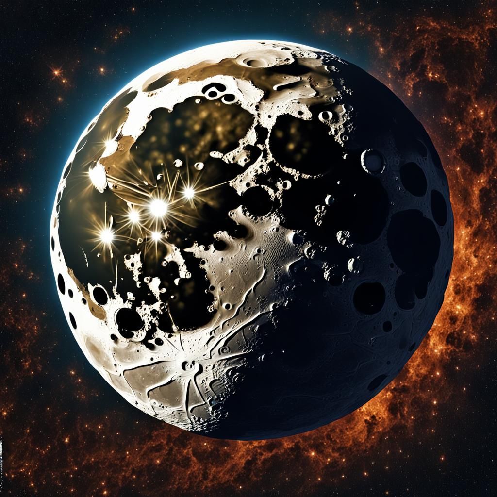 Dramatic Close-Up of the Moon in Space