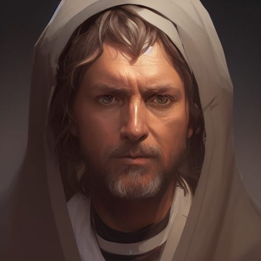 Detailed Portrait of a Priest in Art Nouveau Style
