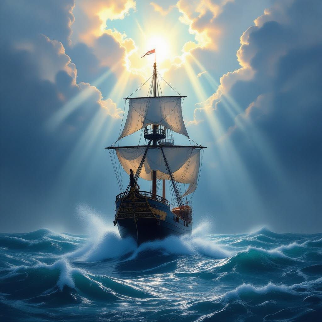 Divine Hand Rescues Ship from Stormy Seas