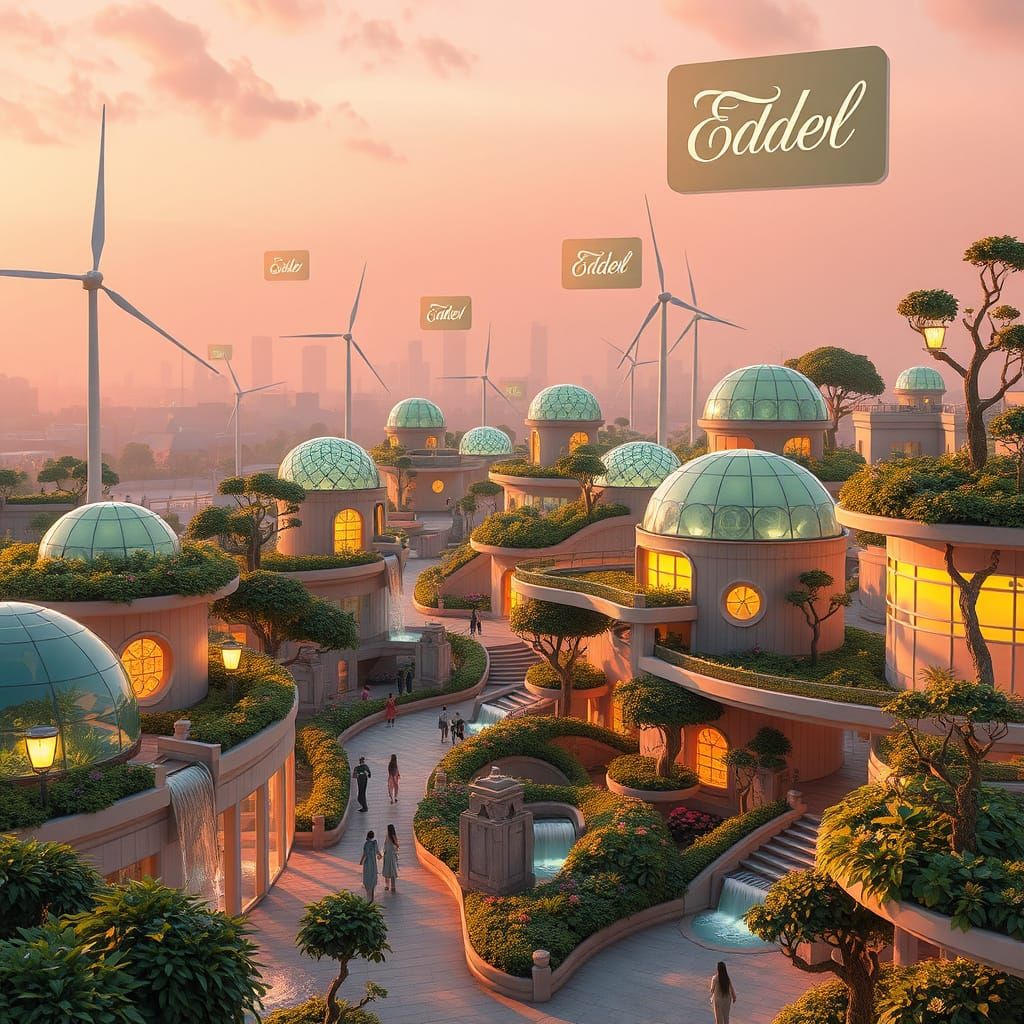 Solarpunk Metropolis at Golden Hour