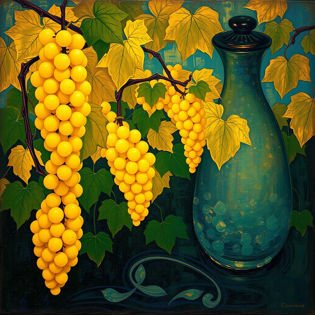 Golden Grapes in a Glowing Garden