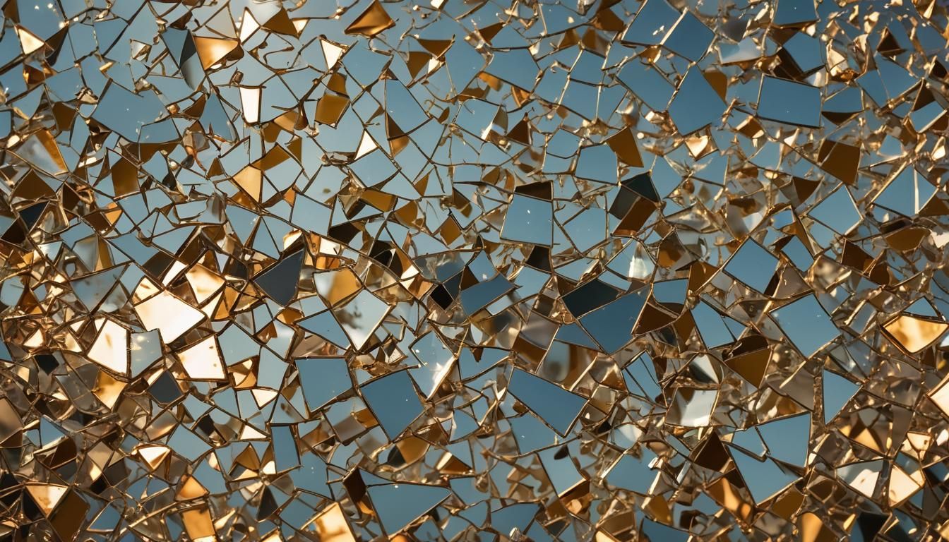 Surreal Shattered Mirror Reflecting Dying Day