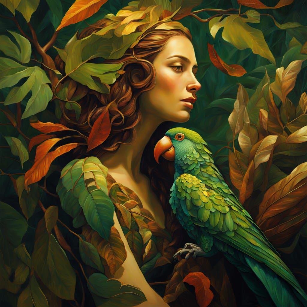 Whimsical Oil Painting of a Fantastical Creature with a Brig...