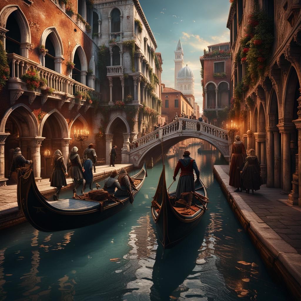 People in Venice: Detailed Matte Painting