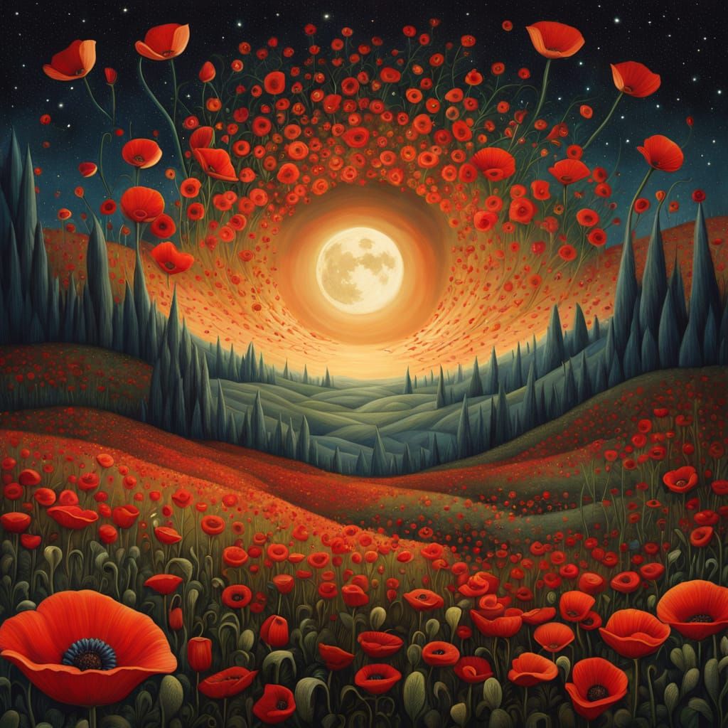 Poppy Fairyland at Night: A Digital Painting