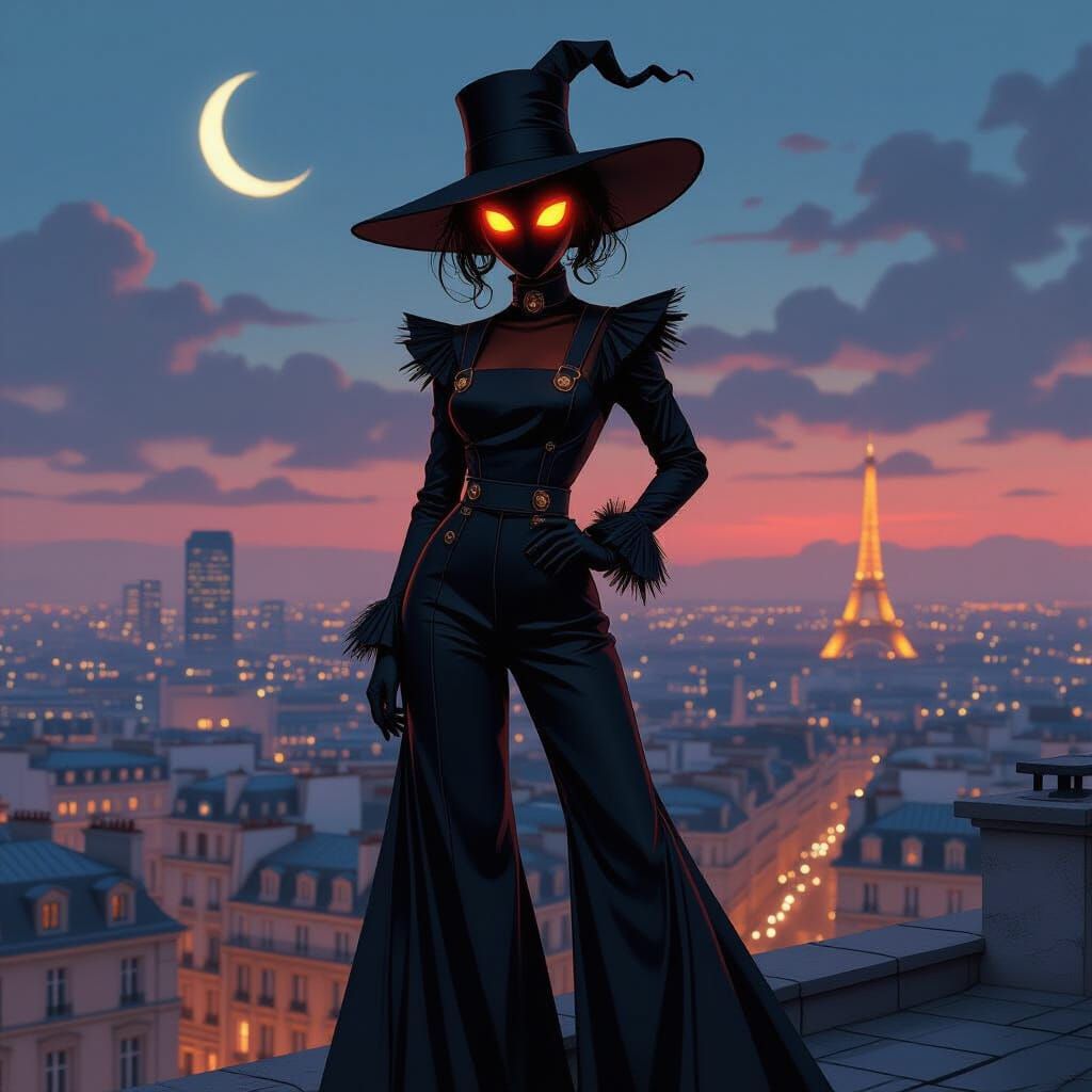 Scarecrow Haute Couture on Parisian Rooftop