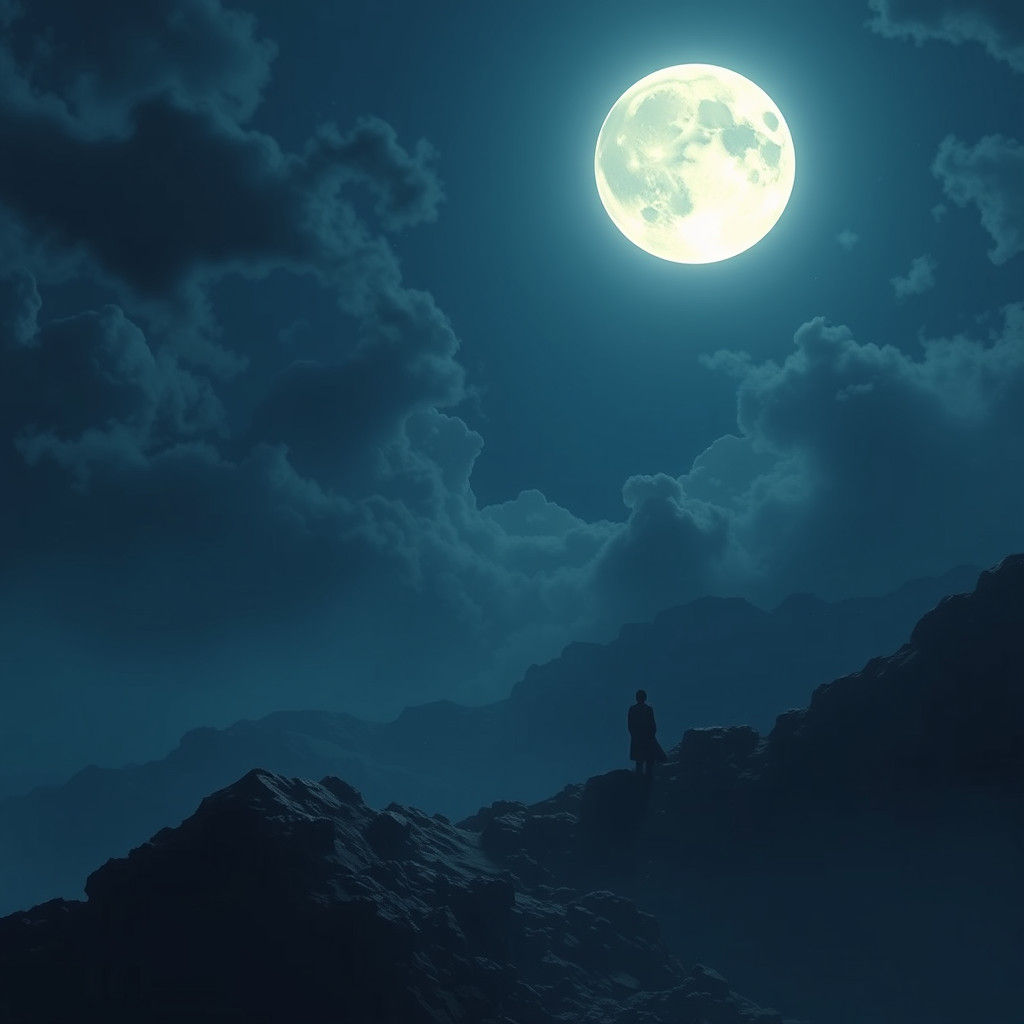 Mute Moon's Pale Light: Detailed Matte Painting