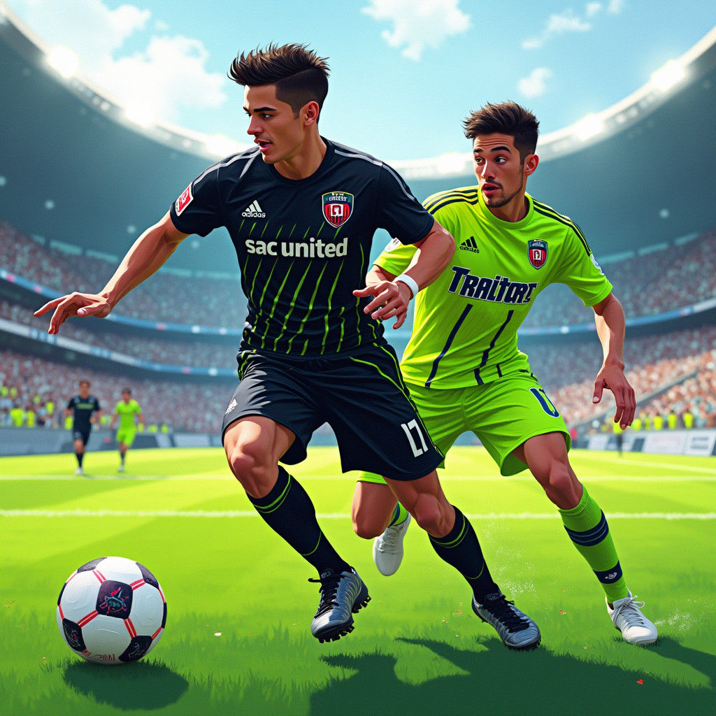 Dramatic Soccer Match in Futuristic Style