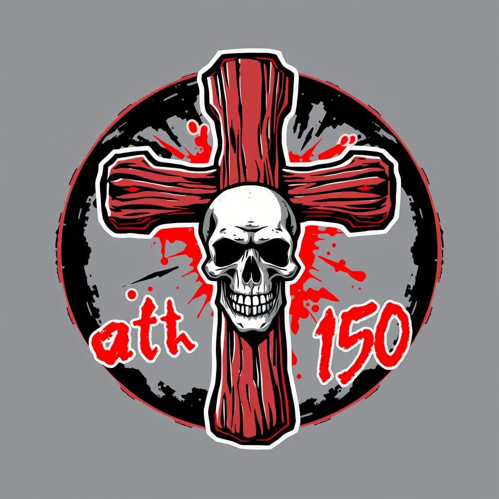 Cross and Skull Logo in Tattoo Style