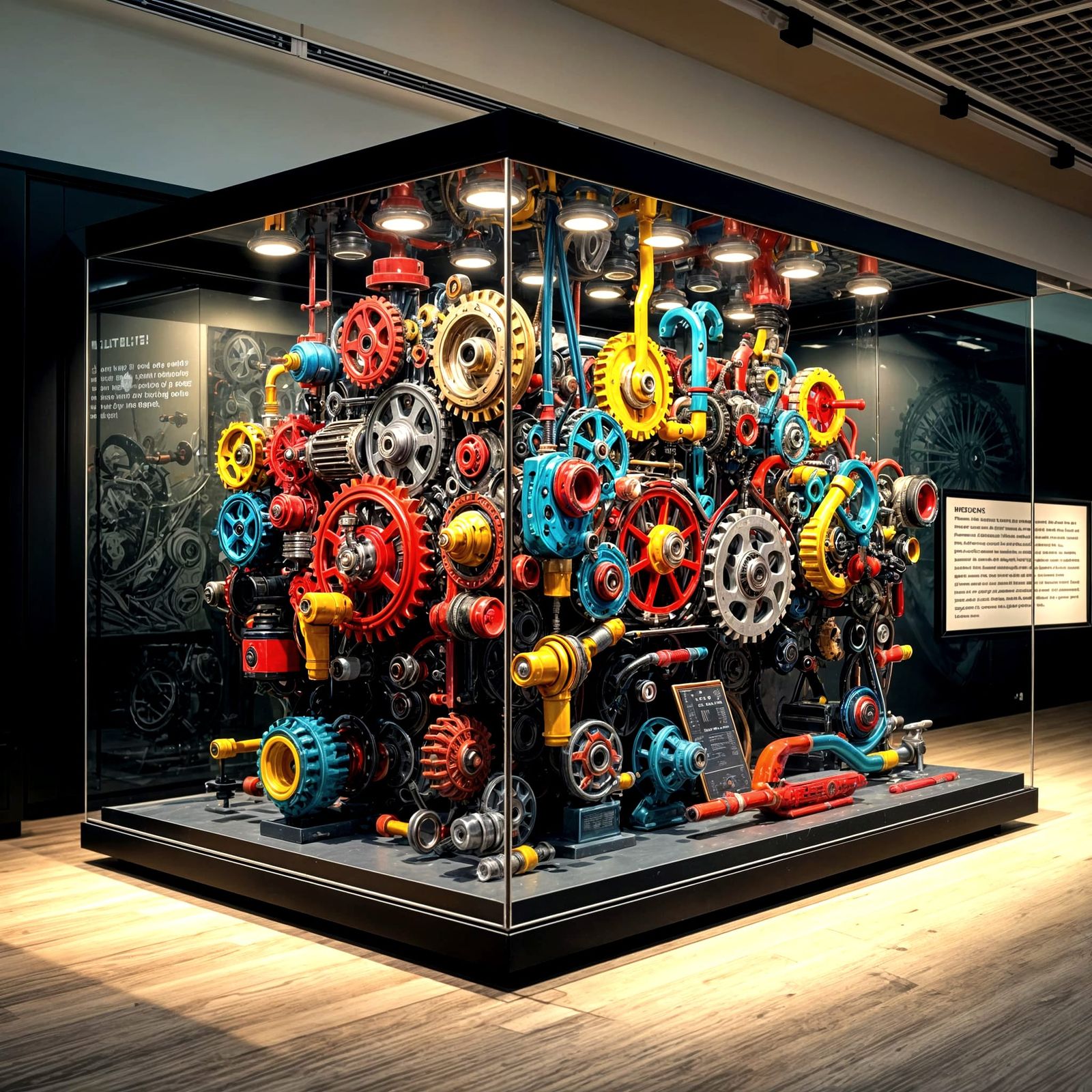 Cyberpunk Museum Display in Vibrant Polychromatic Splendor