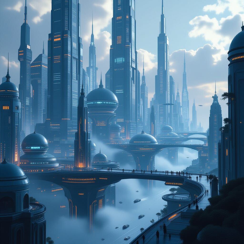 Utopian Cityscape Where Love Prevails: Hyperrealistic Image