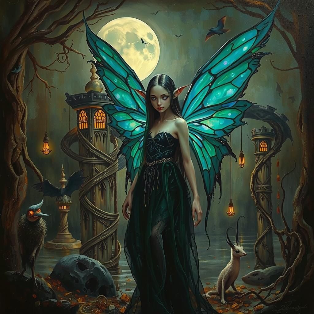 Mystical Fairy Elf Newt with Iridescent Wings