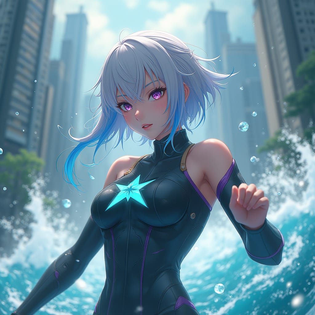 Rainbow Superheroine Saves City: 3D Anime Style