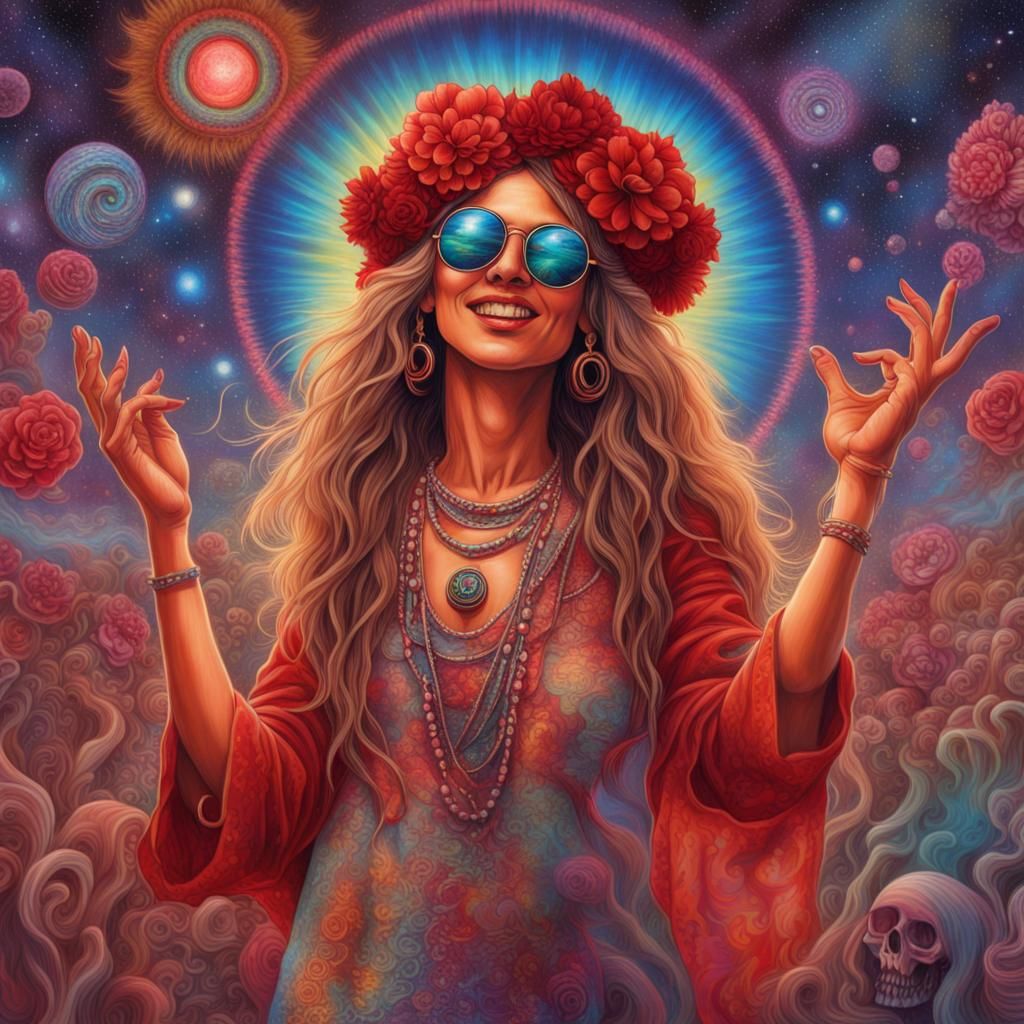 Hippy Woman Dancing at Grateful Dead Concert