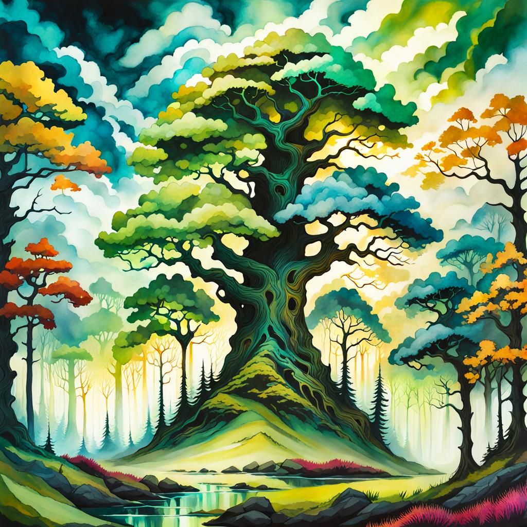 Cloudy Woodland