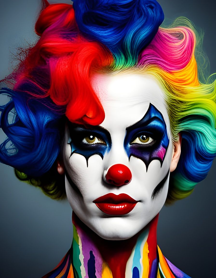 Beautiful Clown with Ink Color Spill