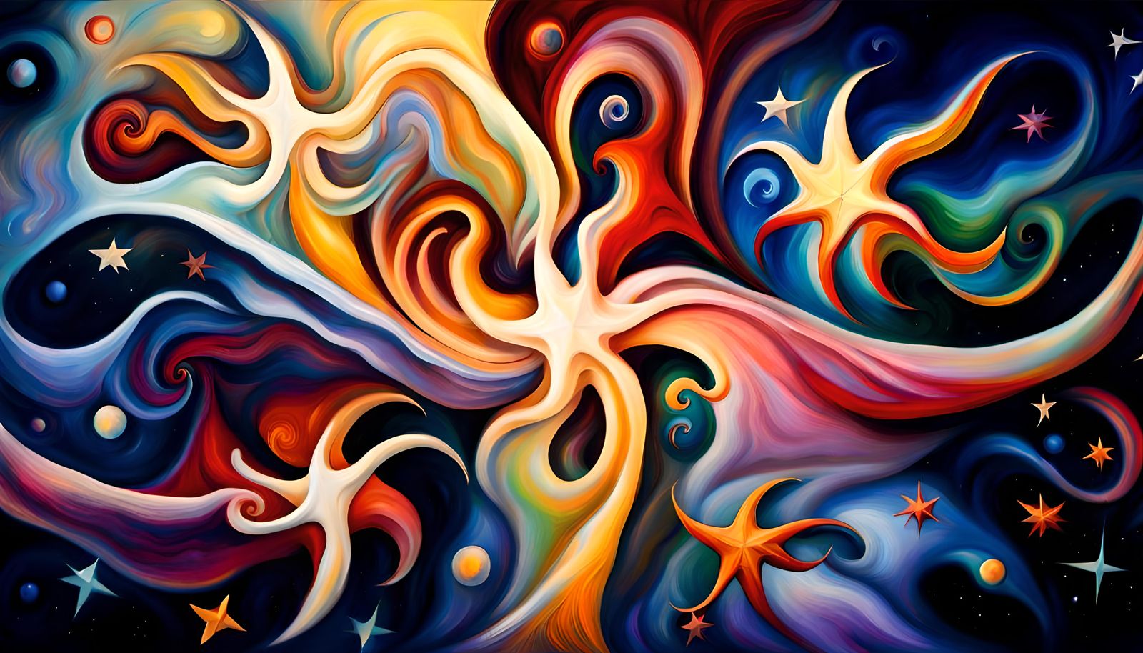 Swirling Star Cluster in Impasto Oil Style