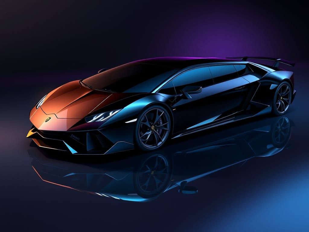 Luxury Futuristic Lamborghini Limousine in Glossy Black