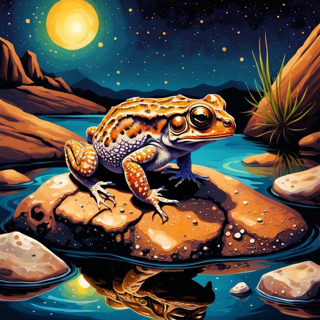 Desert Toadlet Emerges: Ink Splatter Abstract Art