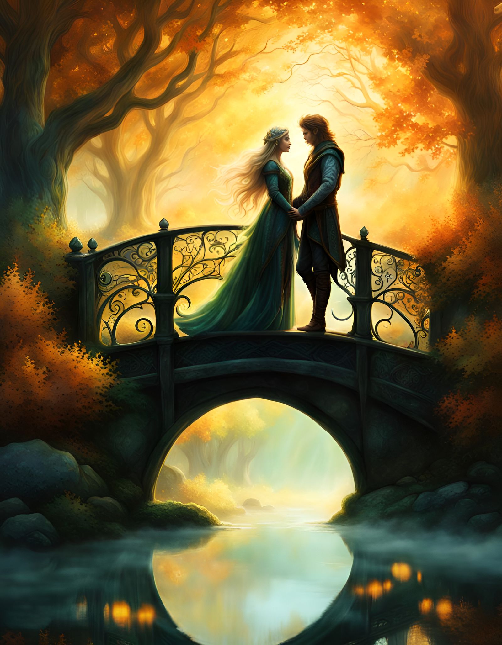 Couple amoureux sur un pont