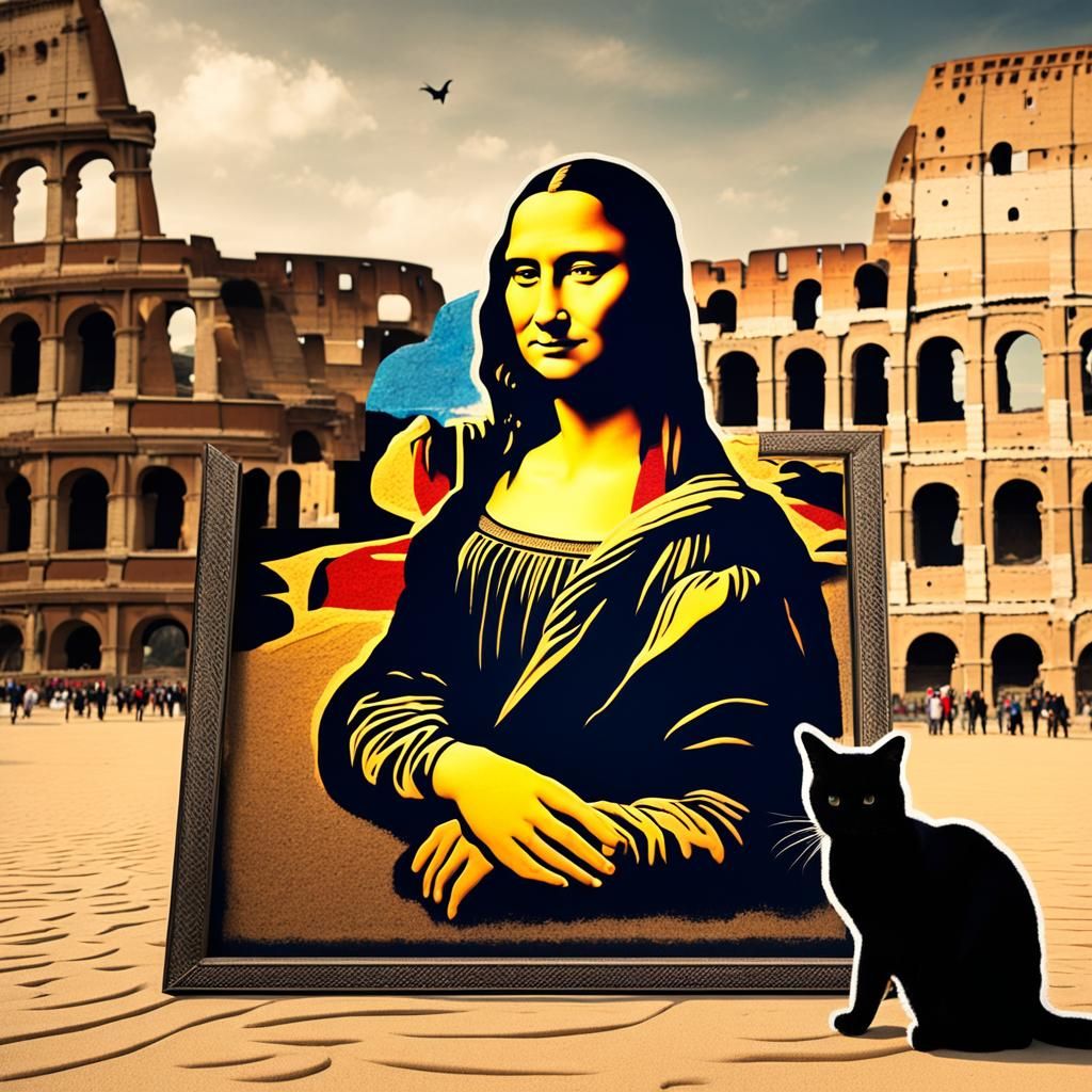 Futuristic Sand Art: Mona Lisa in Rome