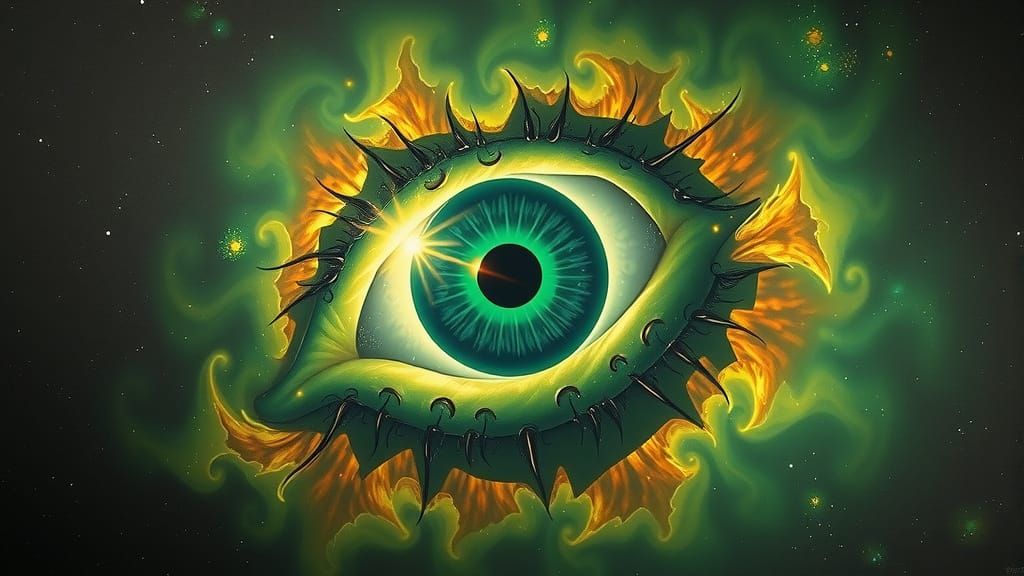 Surreal Green Eye Nebula in Space
