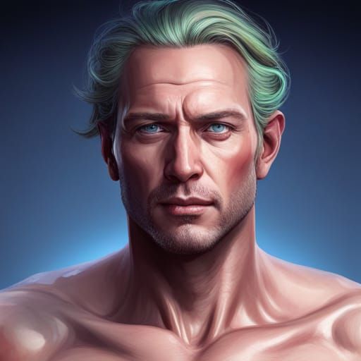 Radiant Portrait of Man with Rainbow Aura